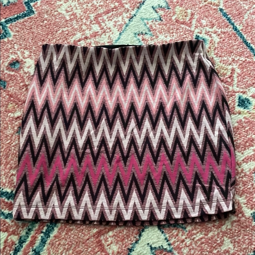 Express Pink and Black Zigzag Pencil Skirt